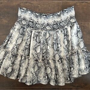 Altar'd State Black and Cream Snake Print Mini Skirt